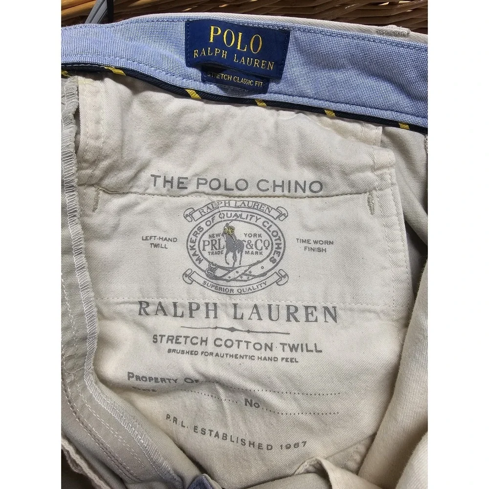 Vintage Polo Ralph Lauren Shorts Mens 35 Beige Classic Fit Chino Casual Preppy‎